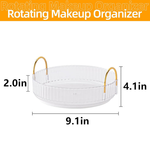 Makeup Organizer for Vanity, 360° Rotating Bathroom Organizer Countertop, High-Capacity Skincare Organizer, Spinning Cosmetics Organizer for Dress...
