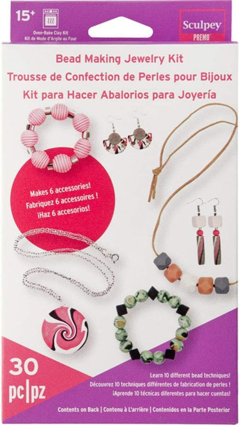 Polyform Sculpey Premo™ Polymer Oven-Bake Clay Bead Making Kit. Includes six 1 oz. bars/colors of clay, clay tools and jewlery findings for jewelr...