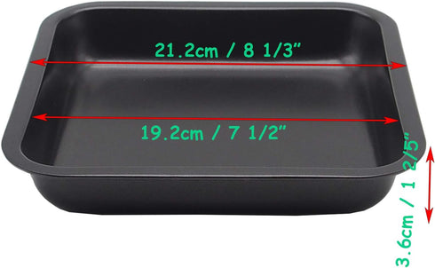 2pcs Mini Baking Pans 8 X 8 Inch (Inner 7.5 X 7.5) Square Cake Pan Bread Pan Nonstick Heavy Carbon Steel Bakeware...