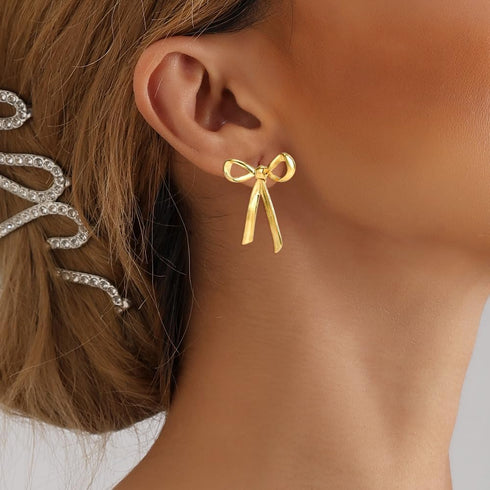 12 Pairs Crystal Rhinestone Pearl Kate Spade bow stud earrings for women Statement Ribbon Fringe Waterfall Dangling Long Chain Bow Dangle Drop Tas...