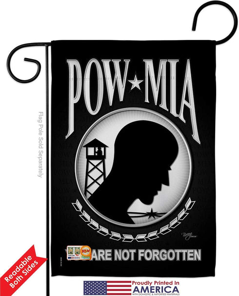 POW/MIA Garden Flag - Armed Forces Service All Branches Support Honor United State American Military Veteran Official - House Decoration Banner Sm...