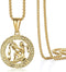 Gold Plated Zodiac Sign Pendant necklace for Women Men Leo AriesConstellation Horoscope Pendant Stainless Steel Box link Chain 22inch...
