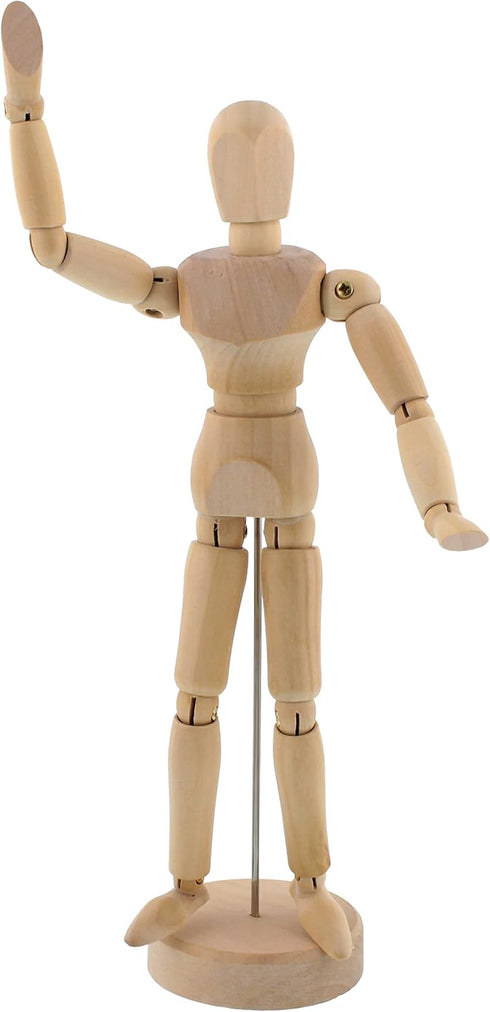 US Art Supply® Wood 8" Male - Artist Drawing Manikin Articulated Mannequin with Base and Flexible Body - Perfect for Drawing The Human Figure (8" ...