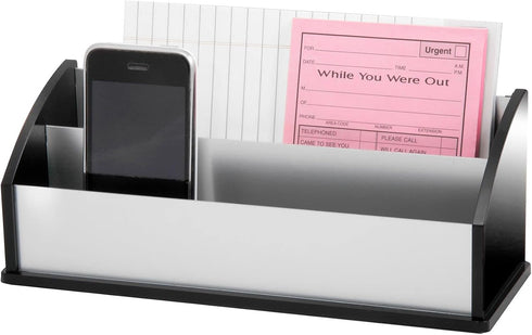 Kantek Acrylic and Silver Aluminum Desk Organizer, 2 Section Letter Mail Sorter, 10.25" x 3.5" x 4", Heavy Duty, Office Organizer, Desk Accessory...