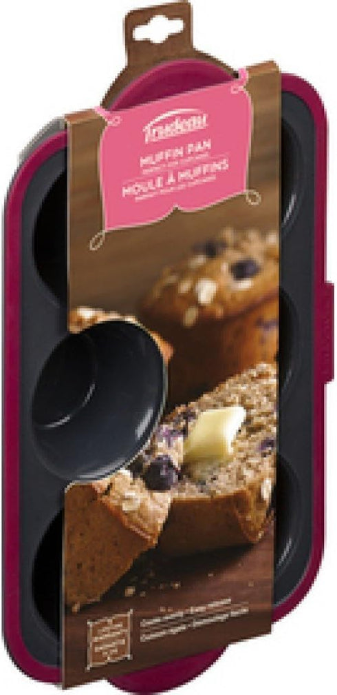 Trudeau Structure Silicone Pro Muffin Pan, 6, Grey/Burgundy (09912093)...