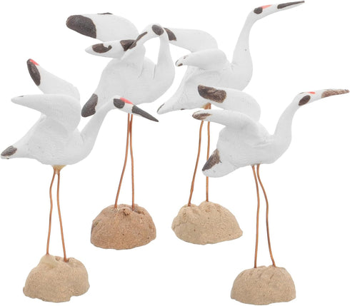 UKCOCO 4pcs Miniature Crane Statue Mini Ceramic Bird Figurine Fairy Garden Sculpture for Plant Pots Bonsai Micro Landscape Decoration...