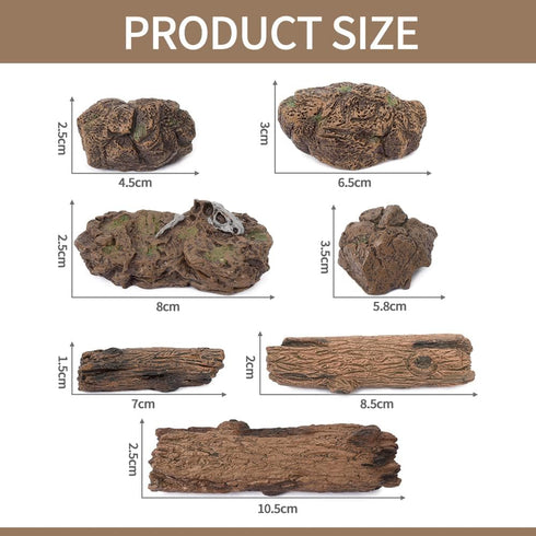 HUIANER Artificial Tree Stump Stones 7pcs Mini Fairy Garden Figurines Stumps Ornaments Miniature Stone Rock Statue for Train Landscape Railway San...