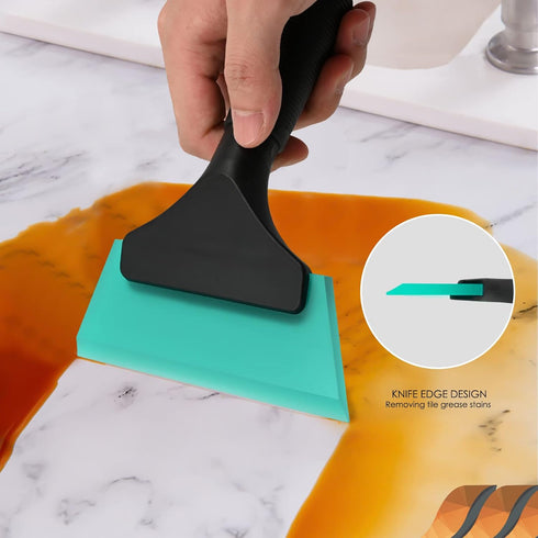EHDIS Small Squeegee 5 inch Rubber Window Tint Windshield Scraper for Car,Glass, Mirror, Shower, Door,Bathroom Cleaning (Light Blue)...