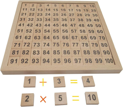 Wooden Toys Hundred Board Montessori 1-100 Consecutive Numbers Educational Game Early Childhood Toy for Kids with Storage Bag (Counting & Math)...