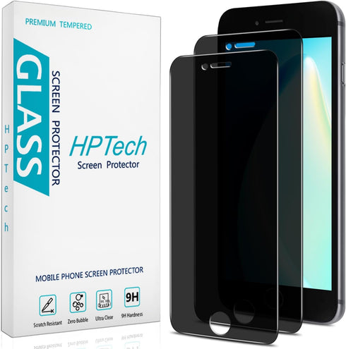 HPTech (2 Pack) Privacy Screen Protector Designed for iPhone SE 2020, iPhone 8, iPhone 7, iPhone 6S, iPhone 6 4.7-Inch Anti-Spy Tempered Glass, An...