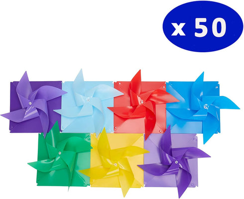 50 Pcs Pinwheels, Wind Spinners and Party Favors Gifts for Kids, Outdoor Decorational Pinwheels for Yard and Garden (Dark Blue)...