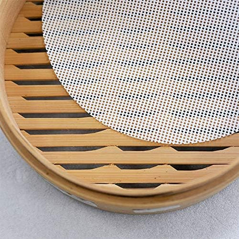 LadayPoa 10Pcs 12 inch Reusable Round Silicone Steamer Liners Non-stick Silicone Steamer Mesh Mat Pad Dim Sum Mesh for Home Kitchen or Restaurant...