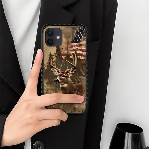 DJSOK Case Compatible with iPhone 11,H American Flag Elk Deer with Four Corners Shockproof Protection Soft TPU Bumper and Hard PC Pattern Back Cas...