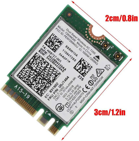AC 7265 Network Adapter, Dual Band 2.4G/5Ghz Bluetooth Network Card with NGFF M2 Interface, 802.11 a/b/g/n/ac...