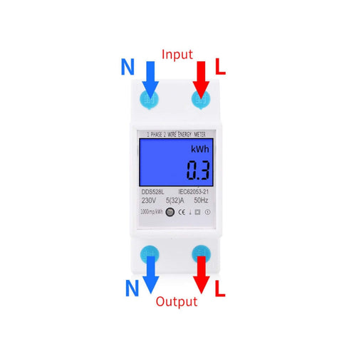 Single Phase Energy Meter Electric Meter LCD KWH Meter 110-130V 5-32A 60Hz Single Phase DIN-rail KWH Meter Power Meter Backlight Electricity Power...