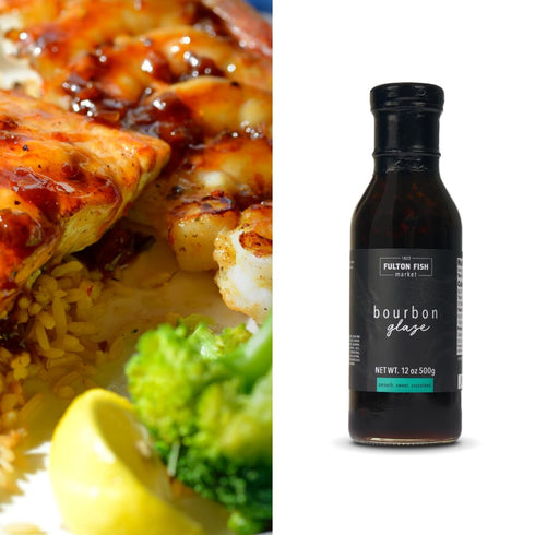 Fulton Fish Market Sweet Bourbon Seafood Glaze - Smooth, Rich, and Succulent Sauce for Fish, Salmon and Shellfish - All Natural, Small Batch Craft...