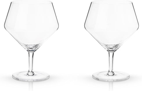 Viski Raye Angled Stemmed Gin and Tonic Glasses Set of 2 - Premium Crystal Clear Cocktail Gin Glasses for Gin Lovers Gift Set - 14oz...