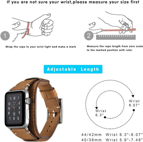 Compatible with Apple Watch Band 49mm 46mm 45mm 44mm 42mm(Series 3 2 1),Genuine Leather Bracelet Wrist Strap Compatible Apple Watch Ultra1/2 Serie...