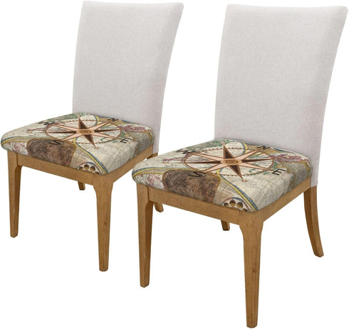 Seat Covers for Dining Room Chairs Set of Set of 4, Nautical Map World Compass Rose Travel Stretch Chair Seat Covers Cushion Slipcovers for Kitche...