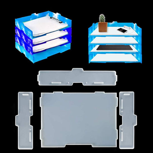 FineInno Box Resin Molds, Desk File Organizer Molds, Letter Tray Silicone Resin Mold,Document Storage Rack Mold,Epoxy Molds for File Folder Jewelr...