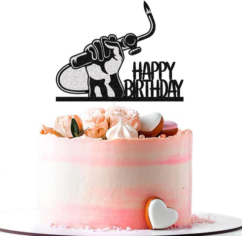 Welder Happy Birthday Cake Topper, Welding/Soldering Cake Decor, Weld Cake Toppers, Black & Silver Glitter Birthday Party Decorations for Men Skil...