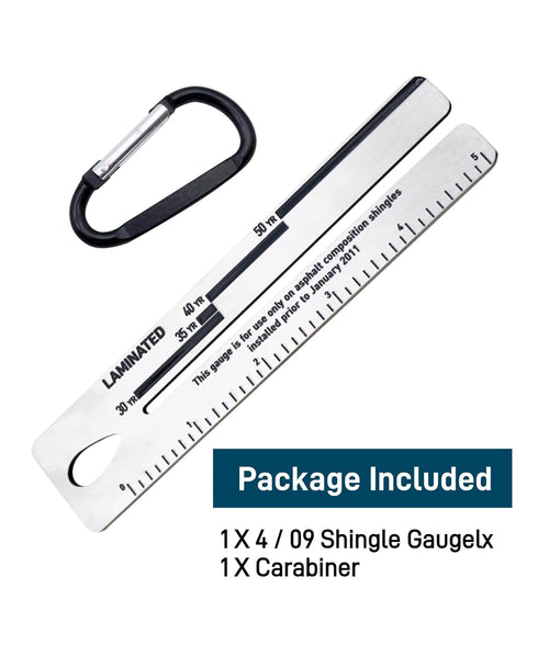 2Pcs 4/09 Shingle Gauge,Measuring Tool for Roof Shingle,Roof Pitch Gauge with Carabiner,Equipment for Measuring and Analyzeing The Thickness of Ro...