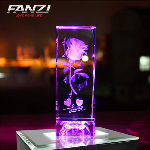 FANZI LED Rectangular Light Display Base for Crystals Glass Art Light Display Stand 3D LED Light Ornament Lamp - Black...