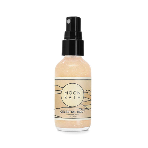 Moon Bath Celestial Body | Shimmering Hair & Body Mist w/Vetiver and Neroli Essential Waters, Sparkly Gold Mica. Organic Beauty. No Synthetic Frag...