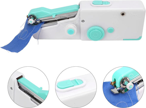 Blue Handheld Sewing Machine, Quick Fix Stitch Hand Sewing Machine, Mini Portable Cordless Sewing Machine, Ergonomic Design for DIY Creations, Sew...
