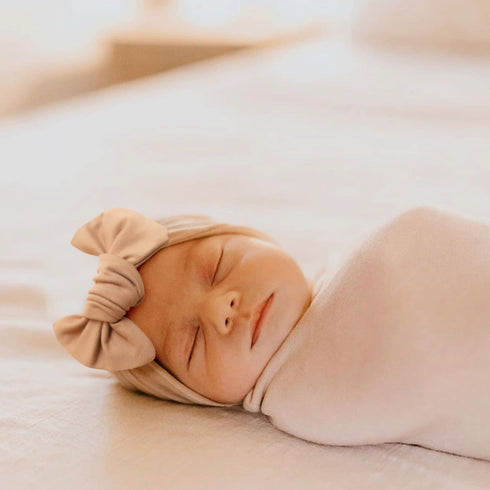Konssy Baby Girl Newborn Receiving Blanket with Headband Set Baby Swaddle Nursery Swaddle Wrap(Light Green)...