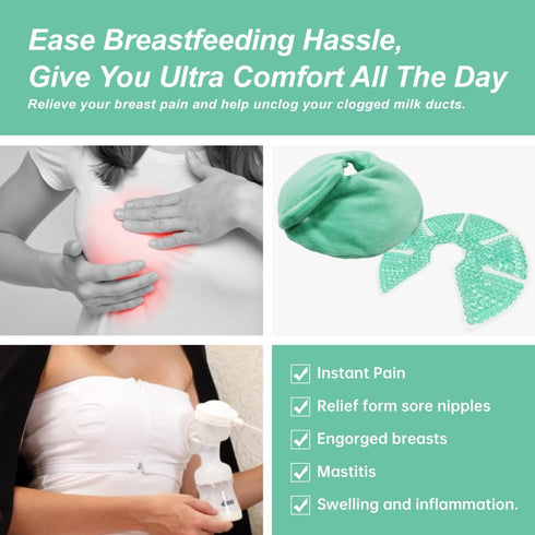 Hot/Cold Breast Gel Bead Ice Packs Breast Cooling/Heat Pads Relief for Breastfeeding, Nursing Pain, Mastitis, Engorgement, Swelling, Plugged Ducts...