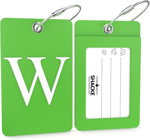 Shacke Luggage Tag Initial – Fully Bendable Tag w/Stainless Steel Loop (Letter W)...