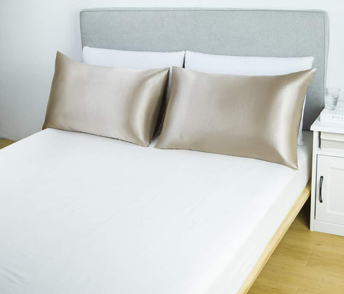 Lanest Housing Satin-Silk Pillowcase Queen, Beige Satin Pillowcase for Hair and Skin, Breathable, Super Soft, Cooling Pillow case Queen-Standard S...