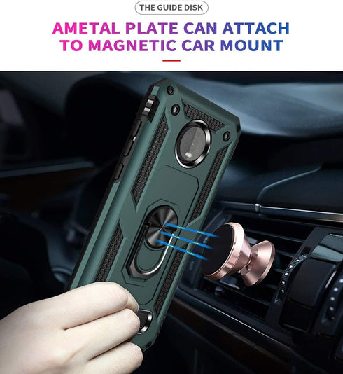 Moto Z4 Case - Military Grade Shock-Absorption Bumper Cover with Anti-Scratch Protection, Ring Car Mount Kickstand - Teal...