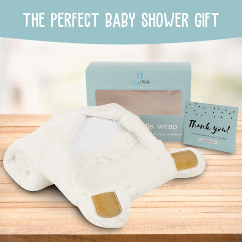 BlueMello Baby Bear Swaddle Blanket | Ultra-Soft Plush Essential for Infants 0-6 Months | Receiving Swaddling Wrap White | Ideal Newborn Registry ...