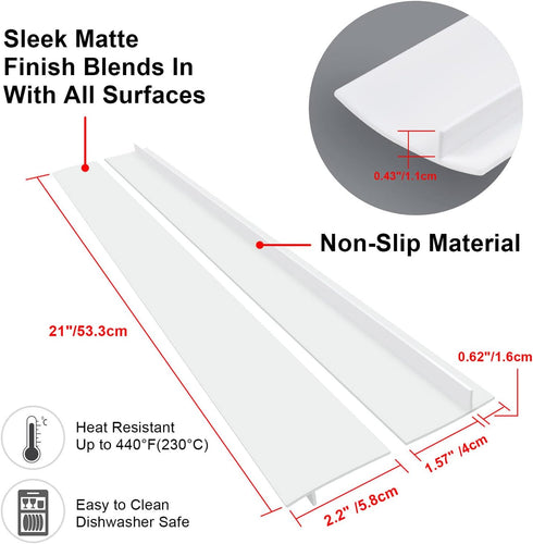 Silicone Stove Counter Gap Cover (2 Pack),Easy Clean Heat Resistant Wide & Long Kitchen Stove Gap Filler,Seals Spills Between Counters, Oven, Stov...