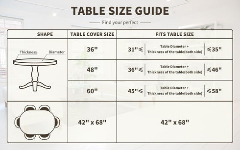 UMINEUX Round Fitted Vinyl Tablecloth with Elastic Edged & Flannel Backing, Waterproof, Round Table Cover for Indoor Outdoor Patio Use - Fits Tabl...