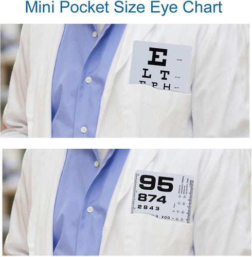 Pocket Eye Chart, Double-Sided Pocket Snellen Eye Chart 6 Feet and Rosenbaum Pocket Eye Chart 36cm, Plastic Eye Chart for Eye Exams 6.5x3.5 Inches...