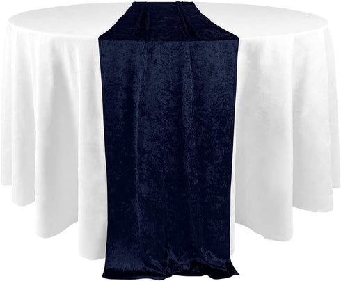 Koyal Wholesale Velvet Table Runner - Extra Long, Farmhouse Style, Velvet Linen (19 x 120-Inch, Navy Blue)...