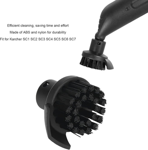 Steam Cleaning Brush, Steam Cleaner Round Nylon Brush Black Hard Bristles Easy to Replace Steam Cleaner Replacement Accessories...