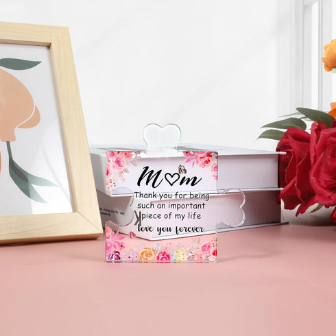 Gift for Mom from Daughter - Birthday Gifts for Mom of Engraved Acrylic Block Puzzle Piece from Daughter, Son...