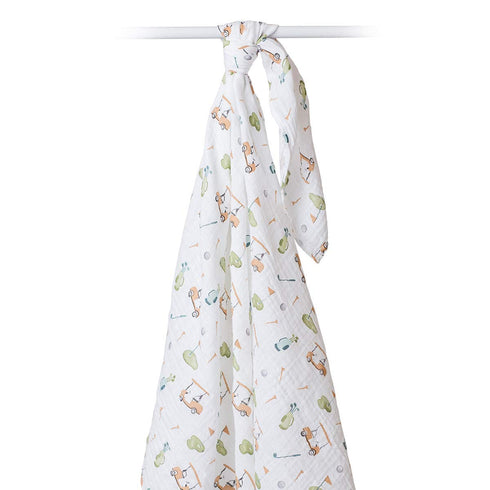 Lulujo Baby Cotton Muslin Swaddle Blanket, 47 x 47-Inch, Golf...