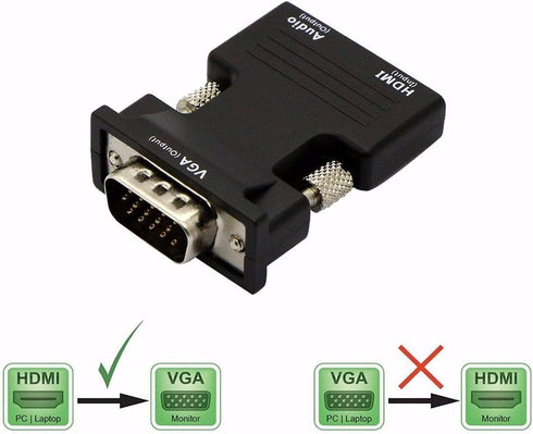 HDMI to VGA Adapter, 1080P 60Hz, with 3.5mm Audio Cable, Compatible for Laptop Computer to TV Projector Monitor...