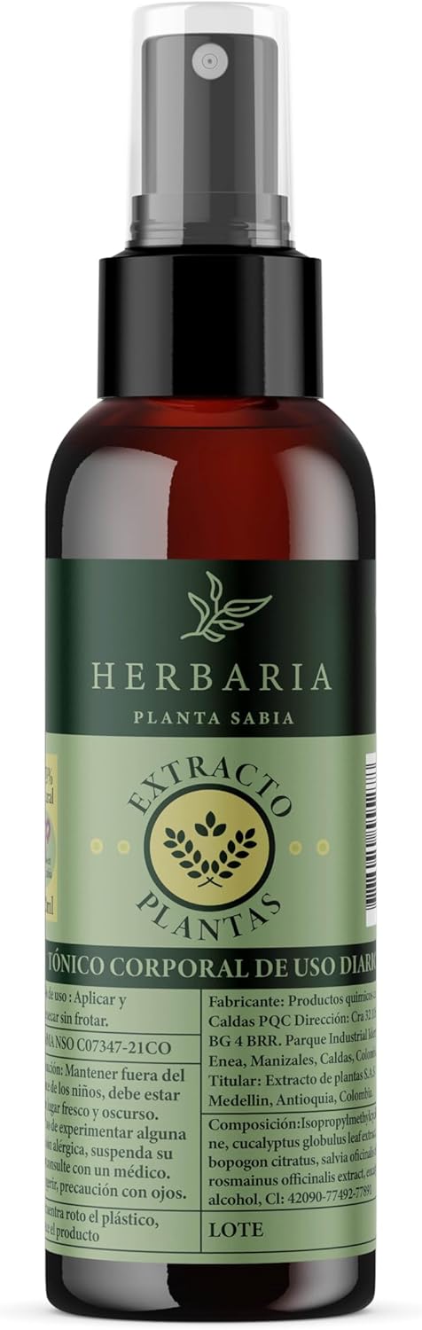 Topical Relief Spray Infused with Eucalyptus, Sage, and Rosemary Plant Extracts, Featuring Genuine Plants and Leaves Within The Bottle (4 Fl Oz / ...