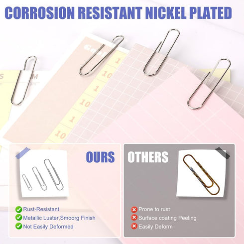 Paper Clips, 500 Pcs Assorted-Size Paperclips, Premium Paper Clip, Silver Paper Clips Large Medium and Small, Rustproof Metal Paper Clips for Offi...