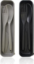 Large Reusable Utensils Set with Case, 2Pack Big Camping Utensil Set, Plastic Cutlery Set Forks Spoon Tableware Chopsticks,Portable Cutlery Set fo...