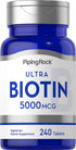 Piping Rock Biotin 5000mcg | 240 Tablets | Beauty Vitamin Supplement | Vegetarian, Non-GMO, Gluten Free...