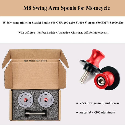 2pcs M8 X1.5 Motorcycle Swing arm Sliders Spools Universal for Trident 660 Z800 Z900 ZX10R ZX6R Suzuki GSXR 600 750 1000 CB400F CB500F CBR650R CBR...