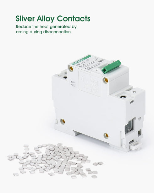 12V-110V DC Miniature Circuit Breaker, 125 Amp 1 Pole Battery Breaker Protector for Solar PV System and RV, Thermal Magnetic Trip, DIN Rail Mount,...