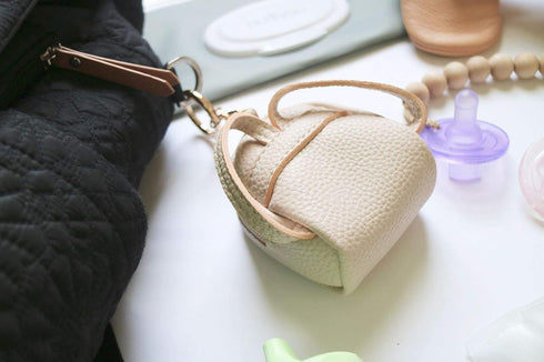 purifyou Premium Leather Pacifier and Nipple Shield Cases - Set of 2 Black & Beige | Case for Diaper Bag & Stroller | Pacifier Box for Travel | Ke...